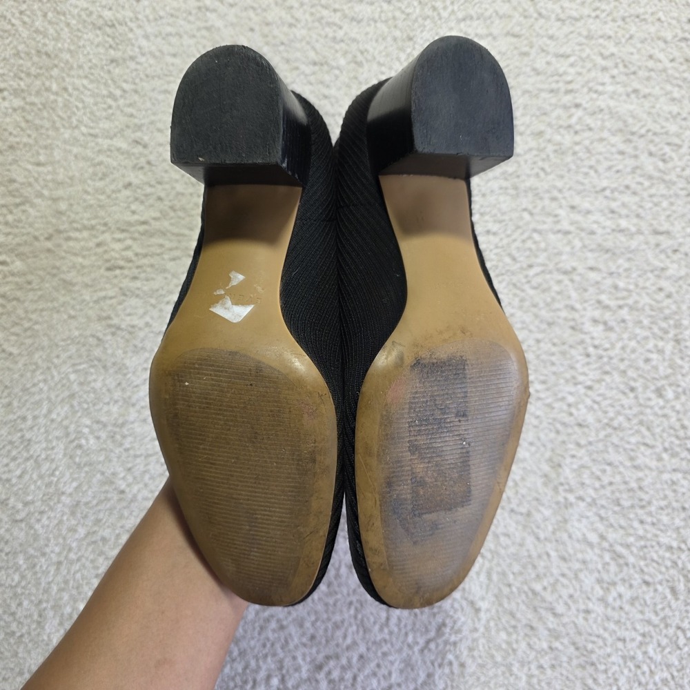 Everlane Black Knit glove Boots Block Heel Stretch Pointed Toe Women's 8.5 - Picture 4 of 7
